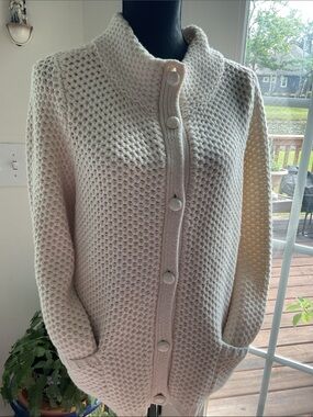 Cream Button-Front Knit Sweater Cardigan